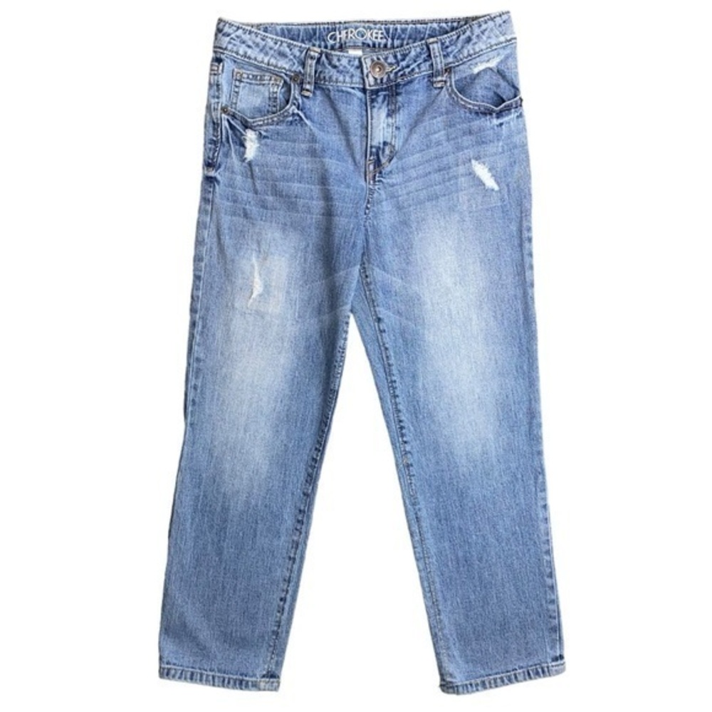 Cherokee Girls Light Wash Blue Distressed Jeans Size 16